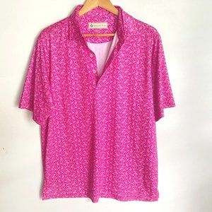 Donald Ross magenta pink paisley mens golf‎ polo shirt M medium polyester Nice!
